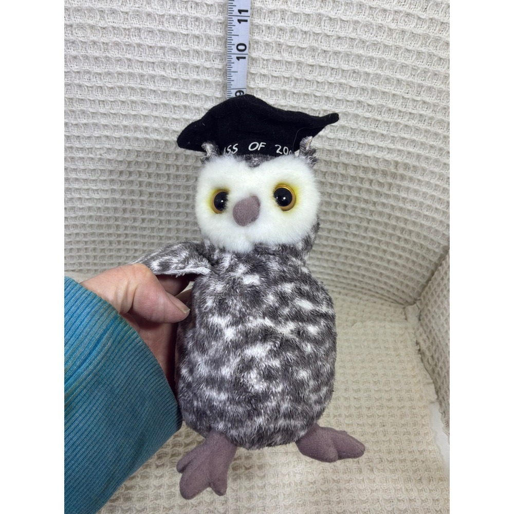 2001 Graduation Owl Plush Kids 9in Grey White Good Class of 2001 Commemorative